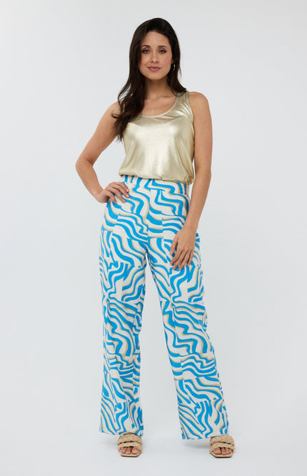 EsQualo Broek Electric Zebra Print HS25.10215 Stretchshop.nl