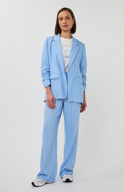 EsQualo Broek Linen Pacific Blue SP26.17006 Stretchshop.nl