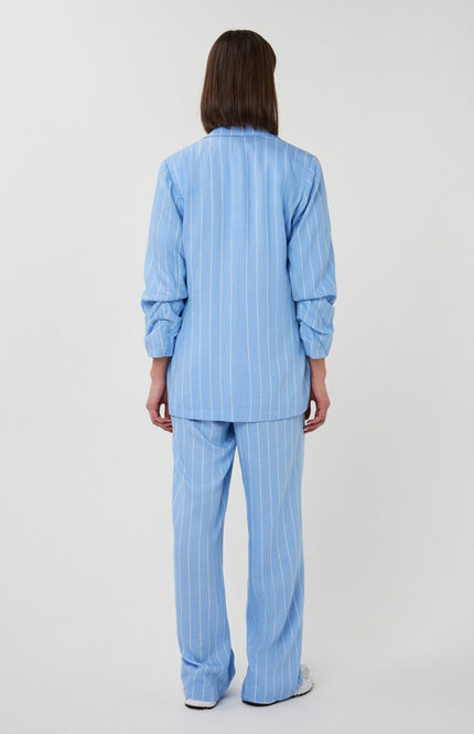 EsQualo Broek Linen Pacific Blue SP26.17006 Stretchshop.nl