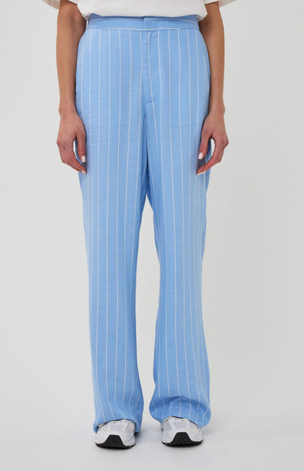EsQualo Broek Linen Pacific Blue SP26.17006 Stretchshop.nl
