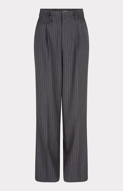 EsQualo Broek pinstripe dark grey W24.10701 Stretchshop.nl
