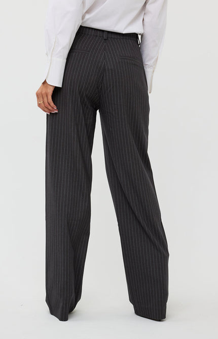 EsQualo Broek pinstripe dark grey W24.10701 Stretchshop.nl