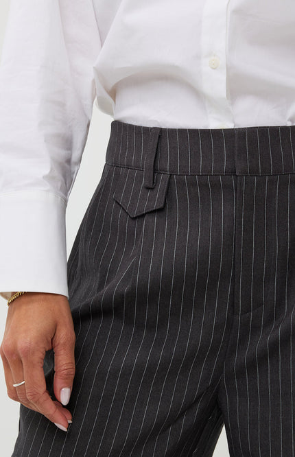 EsQualo Broek pinstripe dark grey W24.10701 Stretchshop.nl