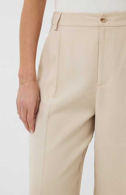 EsQualo Broek Pleat Light Sand HS25.10221 Stretchshop.nl