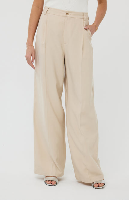 EsQualo Broek Pleat Light Sand HS25.10221 Stretchshop.nl