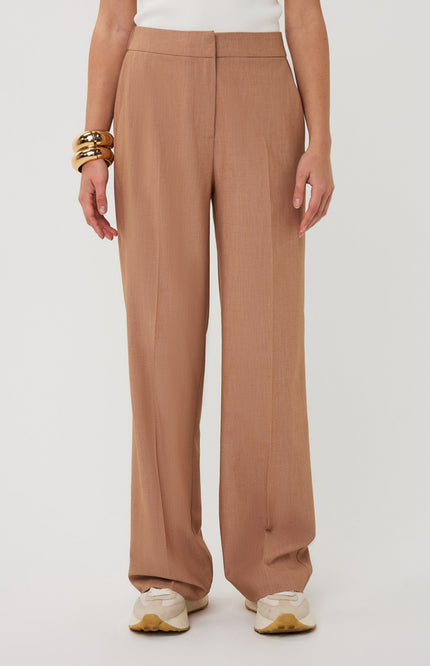EsQualo Broek Straight Melange Cappuccino SP26.10043 Stretchshop.nl