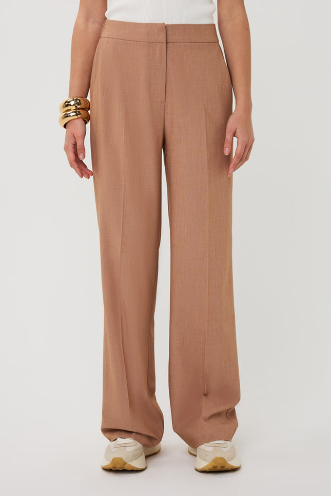 EsQualo Broek Straight Melange Cappuccino SP26.10043 Stretchshop.nl