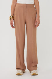 EsQualo rechte broek in melange cappuccino kleur, comfortabel en stijlvol voor casual draagstijl.