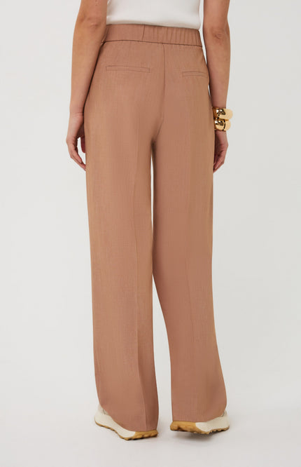 EsQualo Broek Straight Melange Cappuccino SP26.10043 Stretchshop.nl