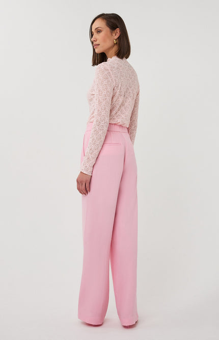 EsQualo Broek Twill Wide Romance Rose SP26.10048 Stretchshop.nl