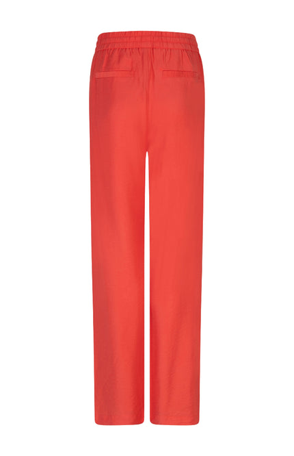 EsQualo Broek Wide Elastic Waist Slub Chili Red SP26.10033 Stretchshop.nl