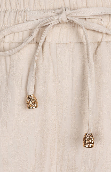 EsQualo Broek Wide Jacquard Sand SP25.14030 Stretchshop.nl