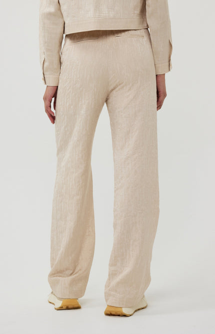 EsQualo Broek Wide Jacquard Sand SP25.14030 Stretchshop.nl