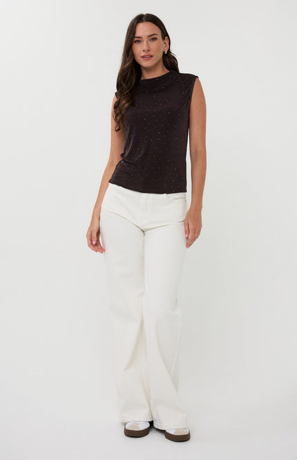 EsQualo Broek Wide Leg Five Pockets Offwhite F25.12510 Stretchshop.nl
