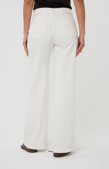 EsQualo Broek Wide Leg Five Pockets Offwhite F25.12510 Stretchshop.nl