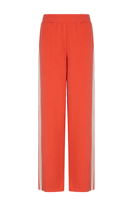 EsQualo Broek Wide Stripe Modal Chili Red SP26.05006 Stretchshop.nl