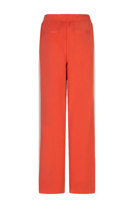 EsQualo Broek Wide Stripe Modal Chili Red SP26.05006 Stretchshop.nl