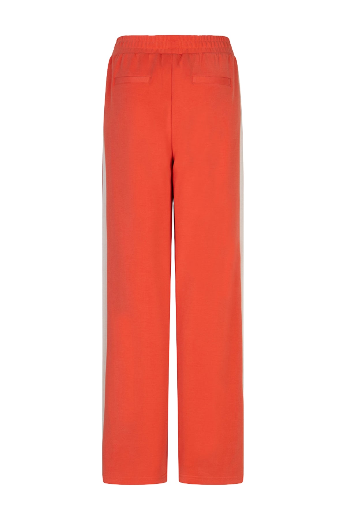Brede stripe modal broek van EsQualo in chilirood met comfortabele pasvorm en stijlvolle uitstraling.