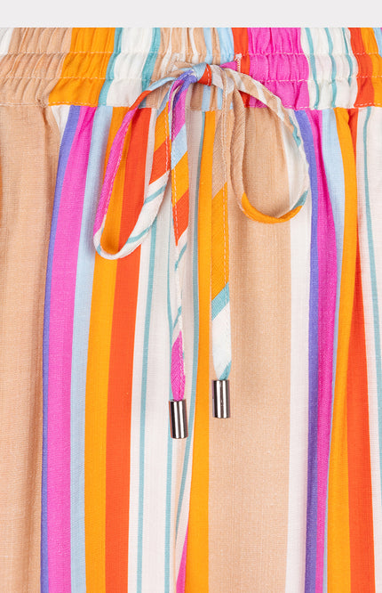 EsQualo Broek Wide Striped Print HS25.15201 Stretchshop.nl