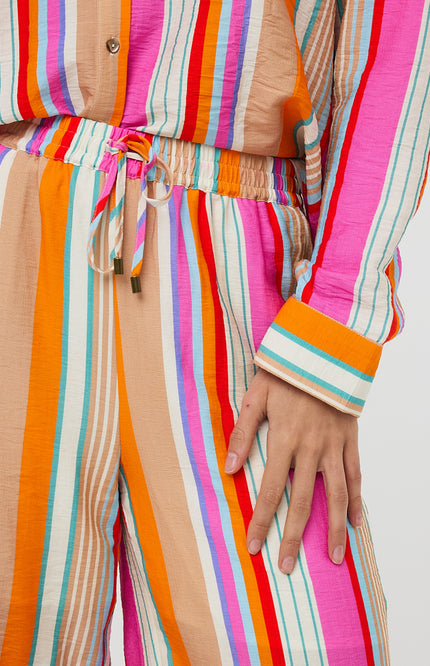 EsQualo Broek Wide Striped Print HS25.15201 Stretchshop.nl