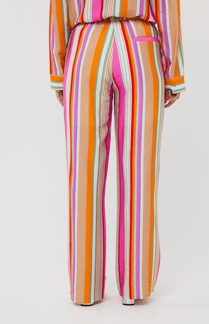 EsQualo Broek Wide Striped Print HS25.15201 Stretchshop.nl