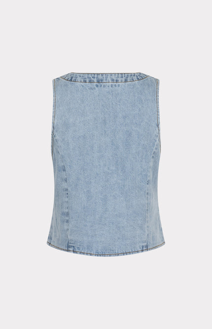 EsQualo Gilet Denim Blue SP25.12006 Stretchshop.nl