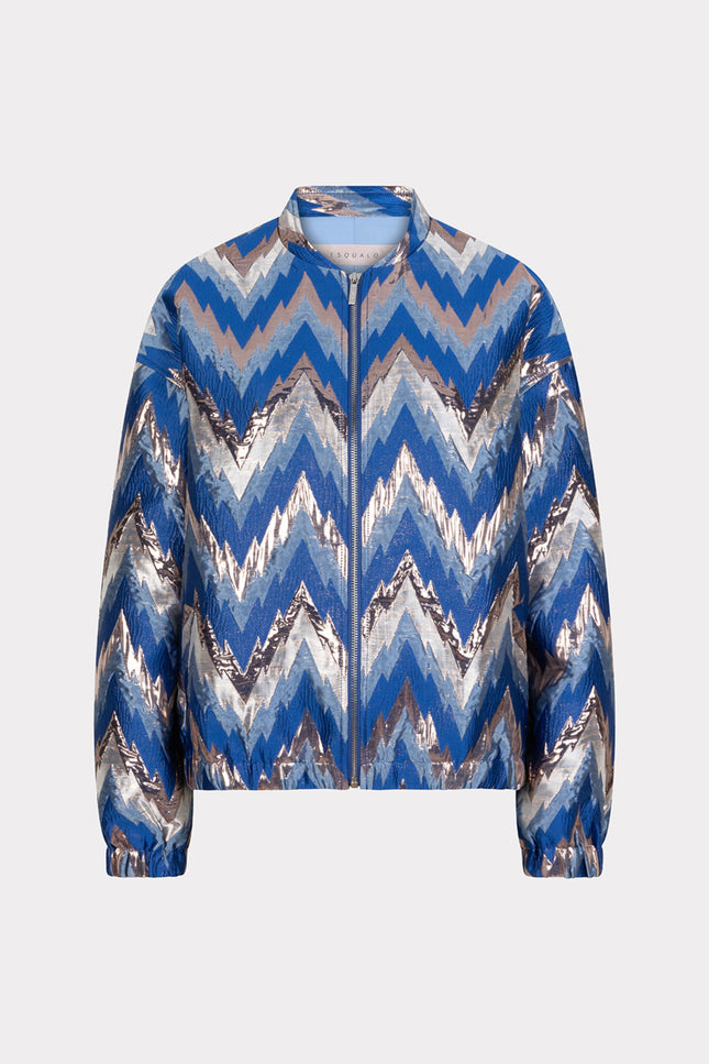 EsQualo Jacket Bomber Jacquard Zigzag Print F25.19500 Stretchshop.nl