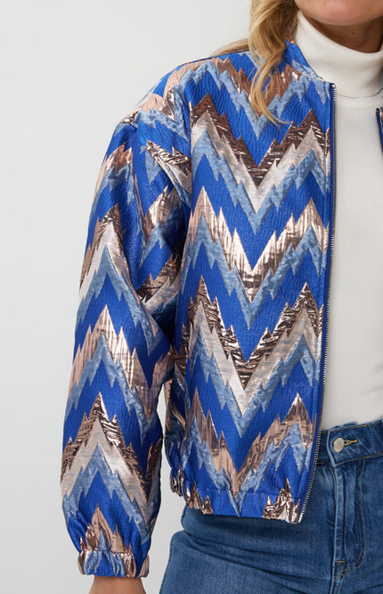 EsQualo Jacket Bomber Jacquard Zigzag Print F25.19500 Stretchshop.nl