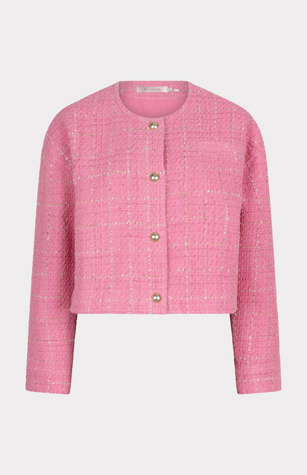 EsQualo Jacket Cropped Boucle Rose SP25.19010 Stretchshop.nl