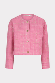Cropped boucle jas in roze van EsQualo, modieus design met gebreide textuur en stijlvolle pasvorm.