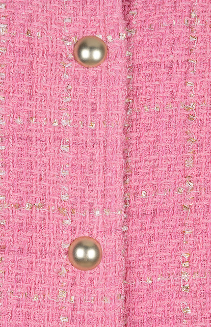 EsQualo Jacket Cropped Boucle Rose SP25.19010 Stretchshop.nl