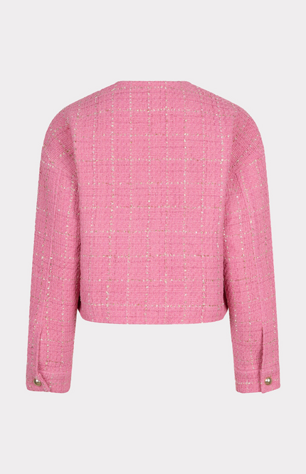 EsQualo Jacket Cropped Boucle Rose SP25.19010 Stretchshop.nl