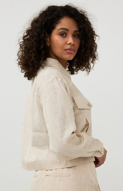 EsQualo Jacket Jacquard Sand SP25.14029 Stretchshop.nl