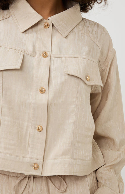 EsQualo Jacket Jacquard Sand SP25.14029 Stretchshop.nl