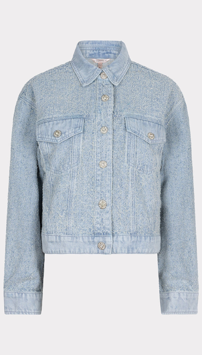 EsQualo Jacket Jeans Damaged Light Blue SP25.12000 Stretchshop.nl