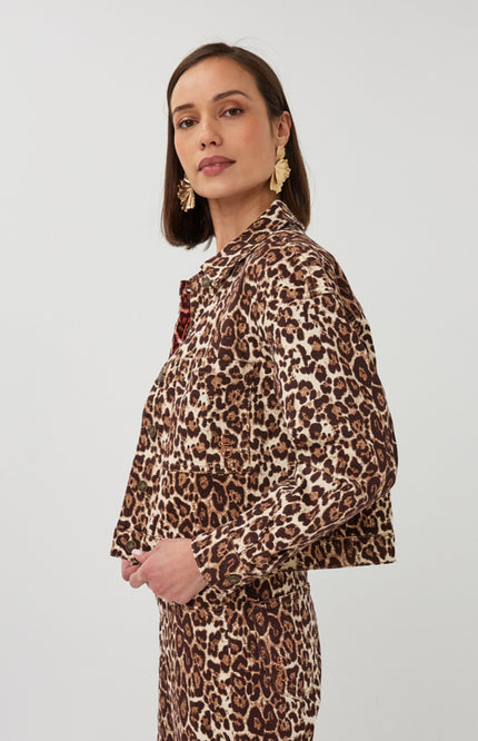 EsQualo Jacket Jeans Scarlet Leopard Print SP26.12000 Stretchshop.nl