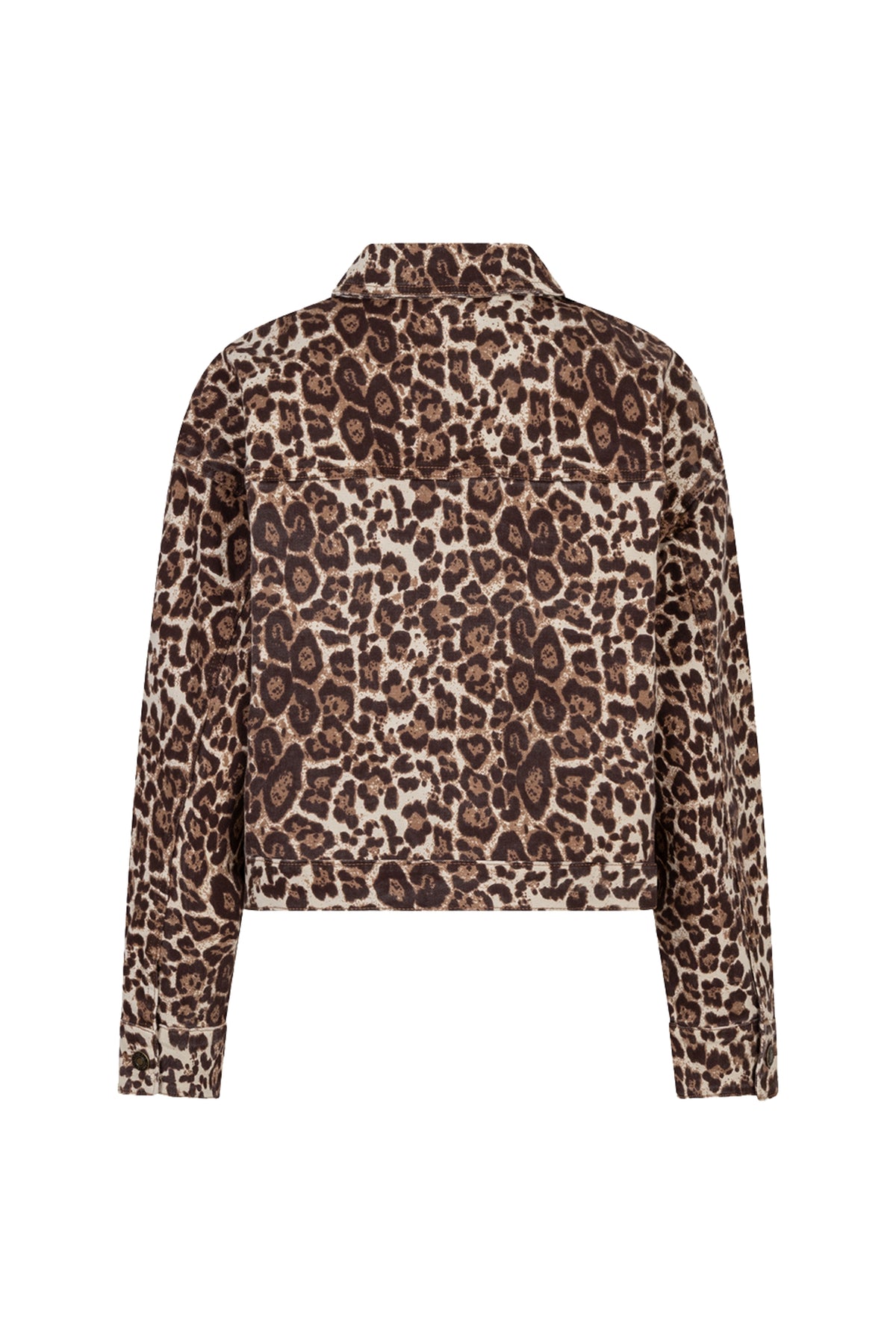 EsQualo spijkerjack met luipaardprint in rood en zwart, casual jas met denim stijl en leopardpatroon voor dames