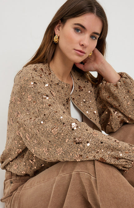 EsQualo Jacket Sequins Multi Color SP26.19000 Stretchshop.nl