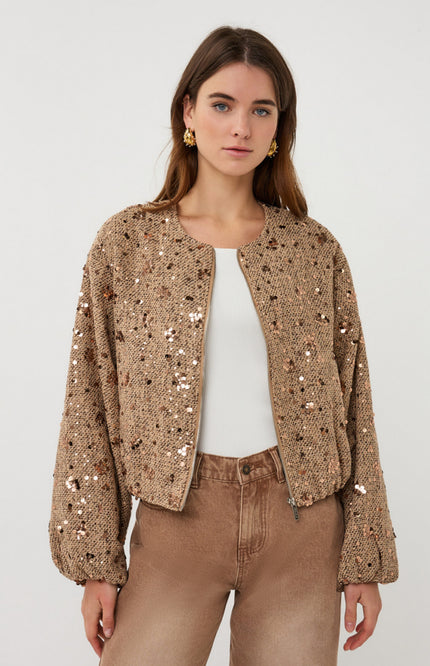 EsQualo Jacket Sequins Multi Color SP26.19000 Stretchshop.nl