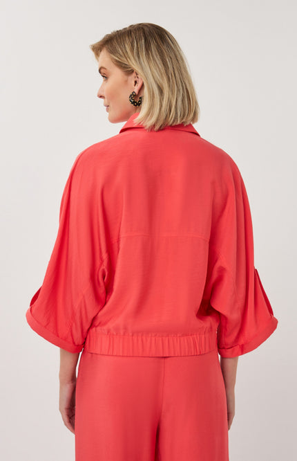 EsQualo Jacket Slub Chili Red SP26.10032 Stretchshop.nl