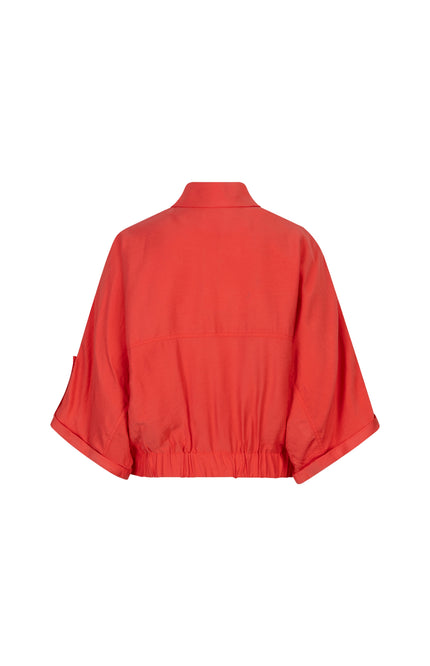 EsQualo Jacket Slub Chili Red SP26.10032 Stretchshop.nl