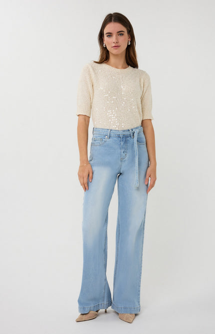 EsQualo Jeans Denim Belt Light Jeans BI SP26.12011 Stretchshop.nl