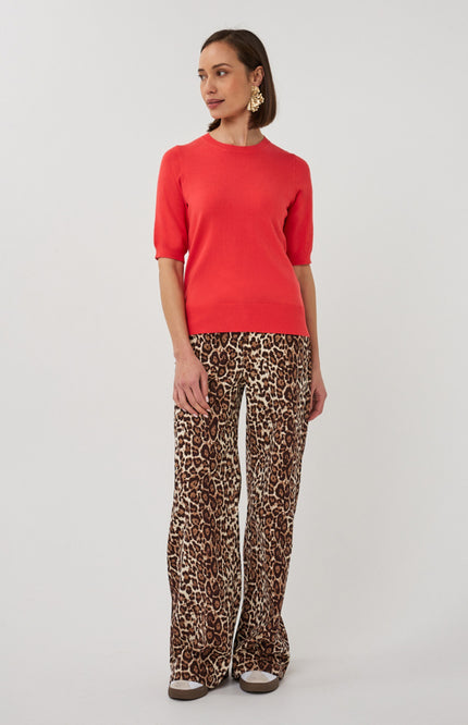 EsQualo Jeans Scarlet Leopard Print SP26.12001 Stretchshop.nl