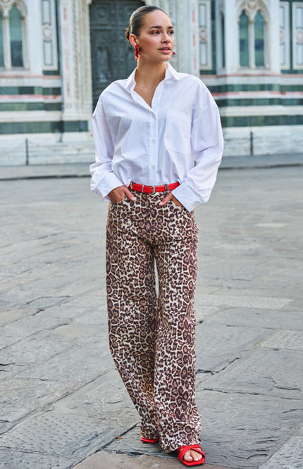 EsQualo Jeans Scarlet Leopard Print SP26.12001 Stretchshop.nl