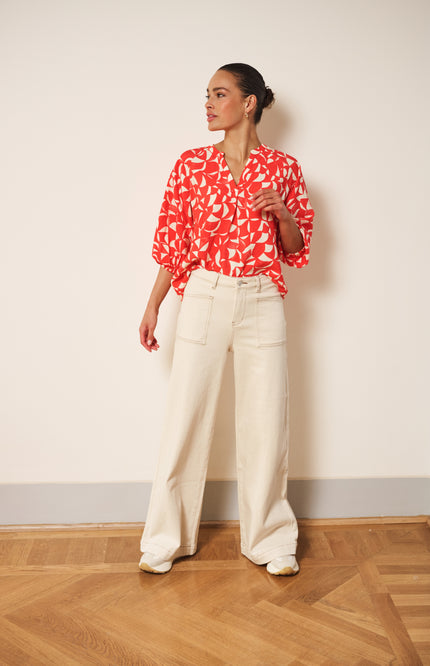 EsQualo Broek Twill Natural SP26.12020 Stretchshop.nl