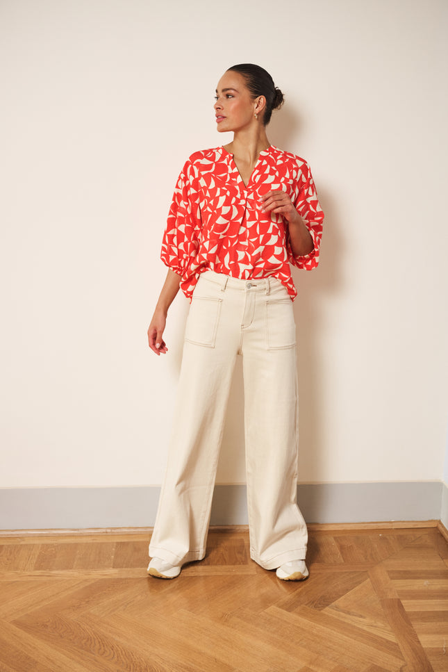 EsQualo Broek Twill Natural SP26.12020 Stretchshop.nl