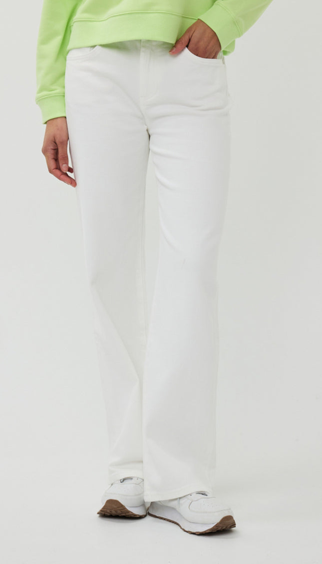 EsQualo Jeans Wide Leg Offwhite SP25.12014 Stretchshop.nl
