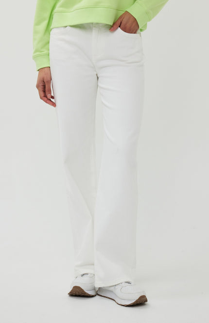 EsQualo Jeans Wide Leg Offwhite SP25.12014 Stretchshop.nl