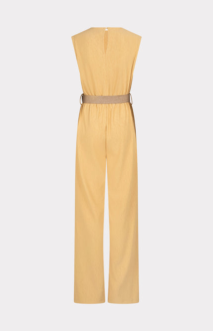 EsQualo Jumpsuit Fancy Crinkle Yellow SP25.30018 Stretchshop.nl