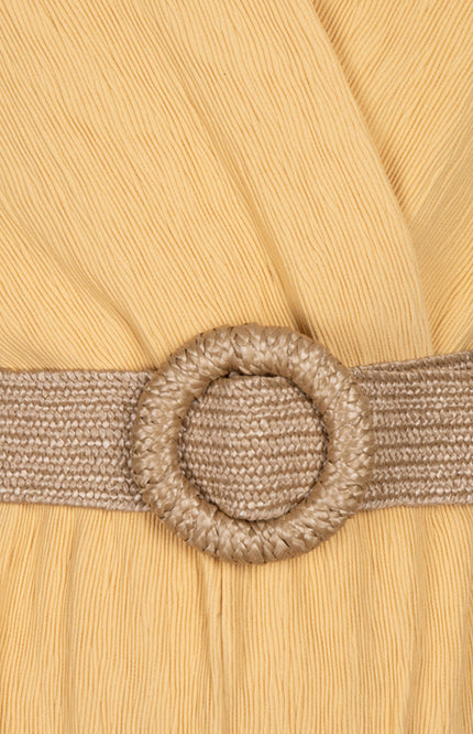 EsQualo Jumpsuit Fancy Crinkle Yellow SP25.30018 Stretchshop.nl